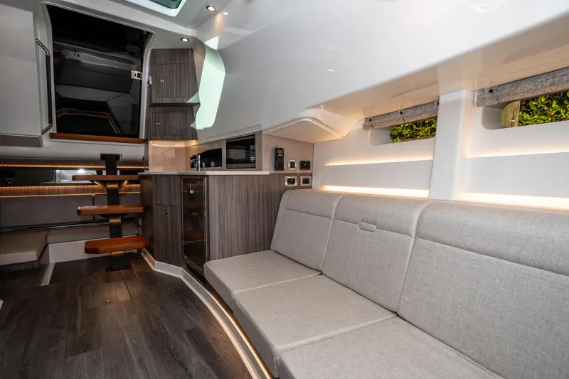 Yacht Photos Pics Interior of 2023 Sea Ray Sundancer 370 OB, featuring modern design and comfortable seating.