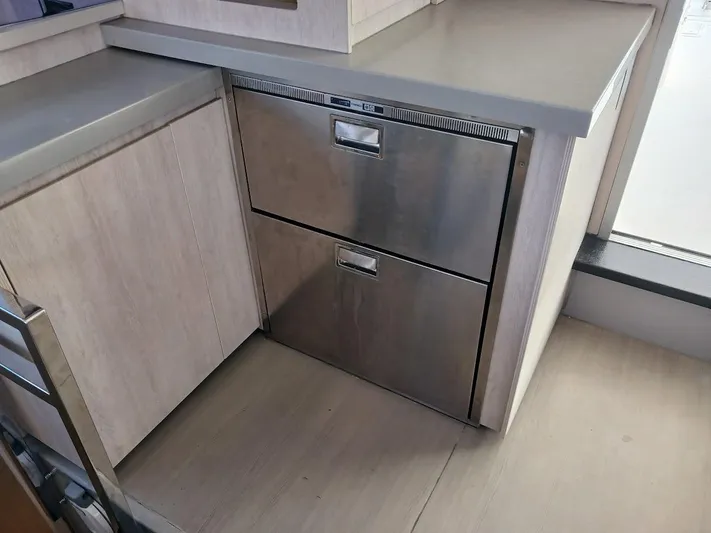 Whimsea II Yacht Photos Pics Stainless steel drawers in 2018 Leopard 51 Powercat kitchen interior.