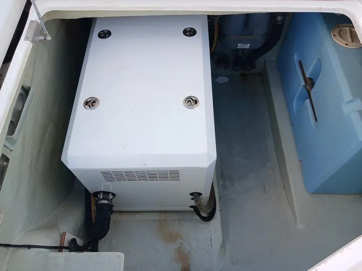 Whimsea II Yacht Photos Pics Engine compartment of 2018 Leopard 51 Powercat with visible components.