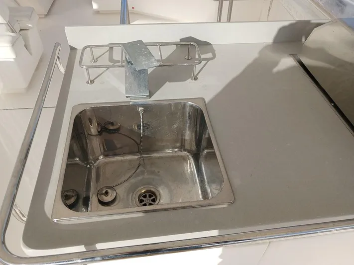 Whimsea II Yacht Photos Pics Stainless steel sink on 2018 Leopard 51 Powercat yacht.
