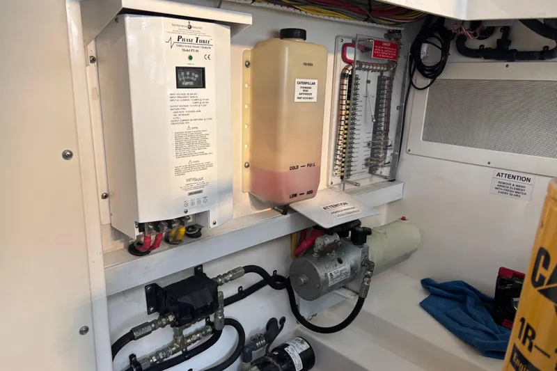  Yacht Photos Pics Electrical components inside a 2010 Cabo 36 Express boat engine room.