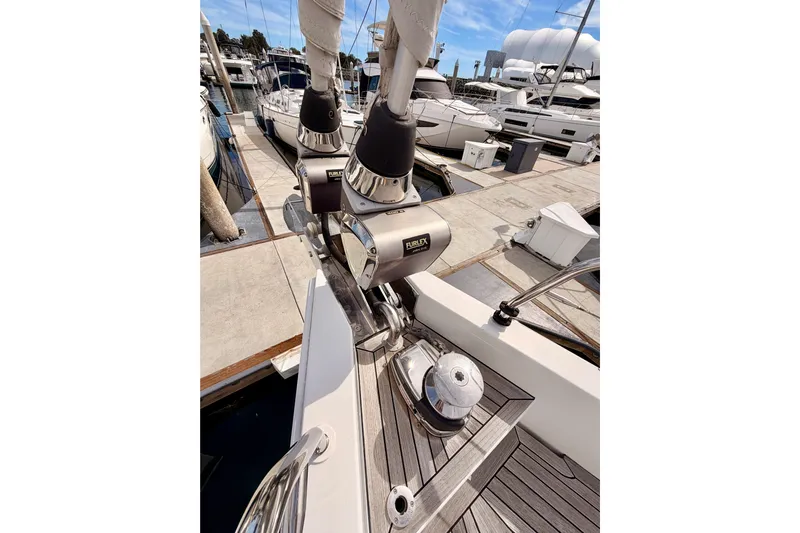 Cross Wind Yacht Photos Pics Moody Decksaloon 54 yacht, 2016 model, docked with visible furling system and deck details.