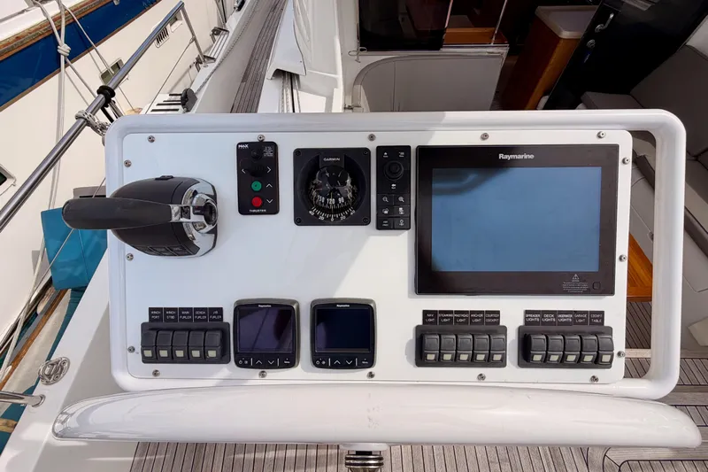 Cross Wind Yacht Photos Pics Control panel of 2016 Moody Decksaloon 54 yacht with navigation instruments.