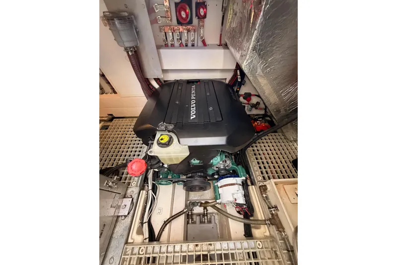 Cross Wind Yacht Photos Pics Engine room of 2016 Moody Decksaloon 54 with Volvo Penta engine.