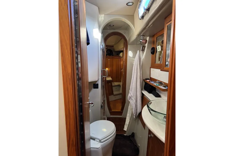 Vita Nova Yacht Photos Pics Luxurious bathroom interior of 2018 Aspen C120 yacht with modern amenities.