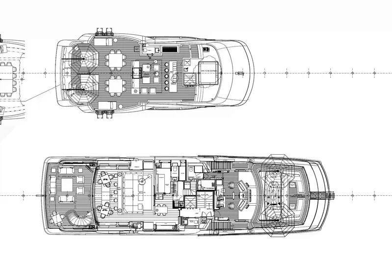 Mr. D Yacht Photos Pics Blueprint of 2015 Benetti 140 yacht, showcasing detailed deck layouts and interior design.