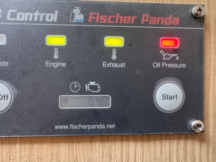  Yacht Photos Pics Control panel of Fischer Panda generator on 2023 Aquila 32 Sport boat.