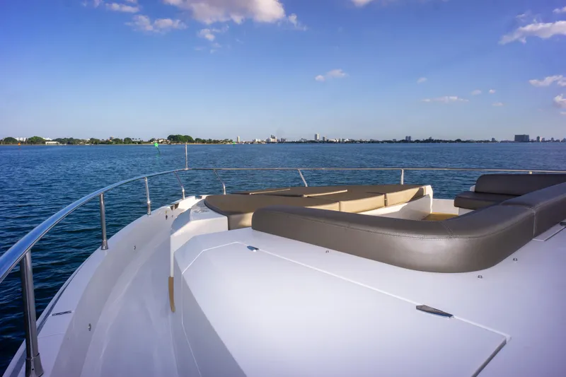  Yacht Photos Pics Luxurious Pearl 80 yacht deck with scenic ocean view, 2020 model.