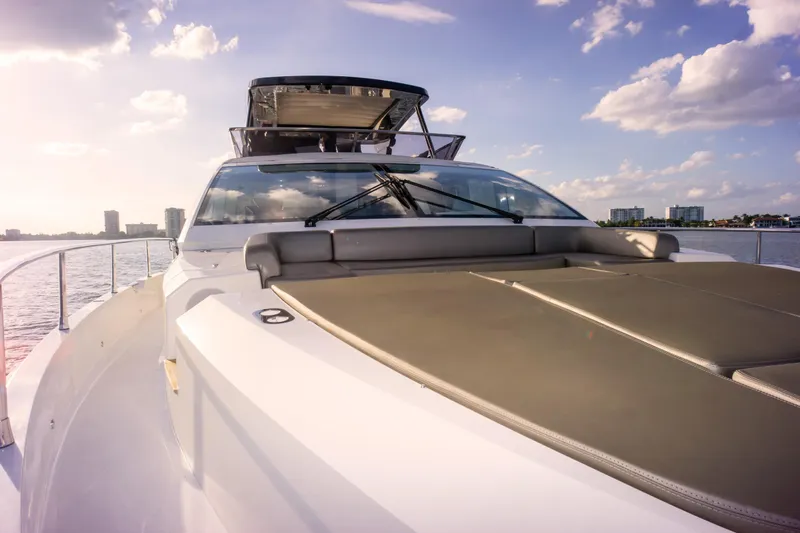  Yacht Photos Pics Luxury Pearl 80 yacht on water, sunny day, 2020 model.