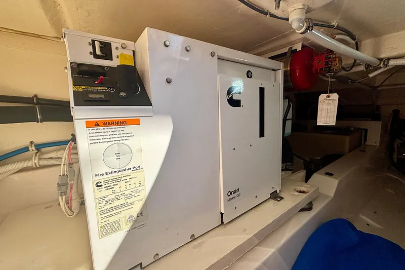  Yacht Photos Pics 2019 Tiara Sport 38 LS engine room with Cummins Onan Marine generator.