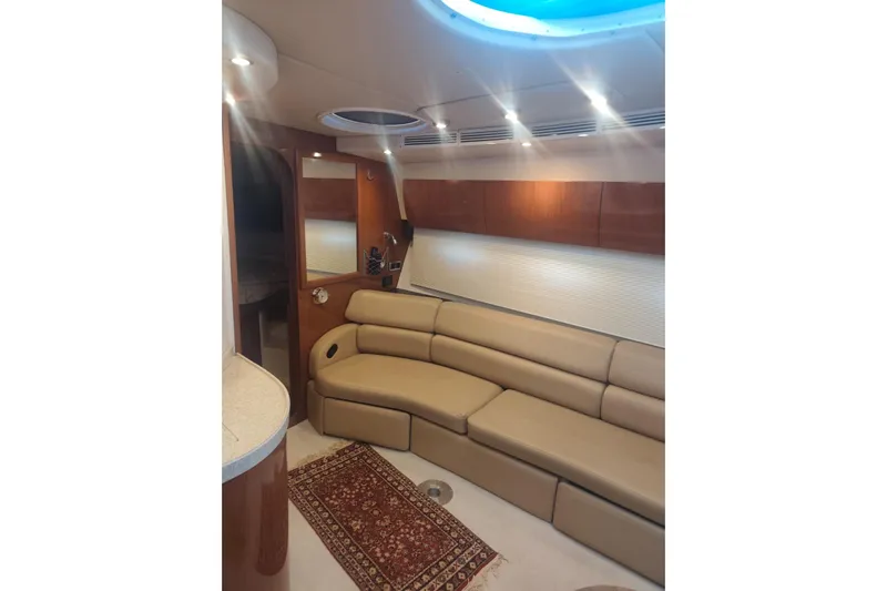 Yacht Photos Pics Luxurious interior of 2007 Regal Commodore 4060 yacht with leather seating and elegant lighting.