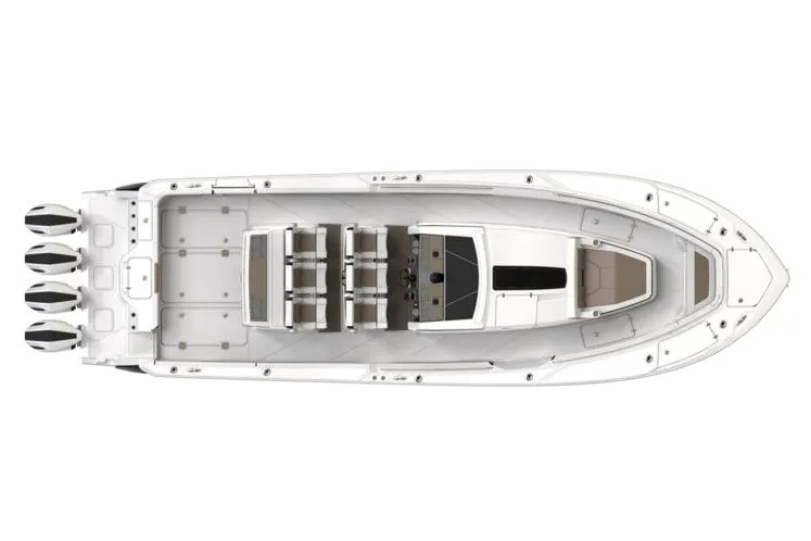  Yacht Photos Pics Manufacturer Provided Image: Top view of 2026 Blackfin 400 CC boat with four engines and spacious deck layout.