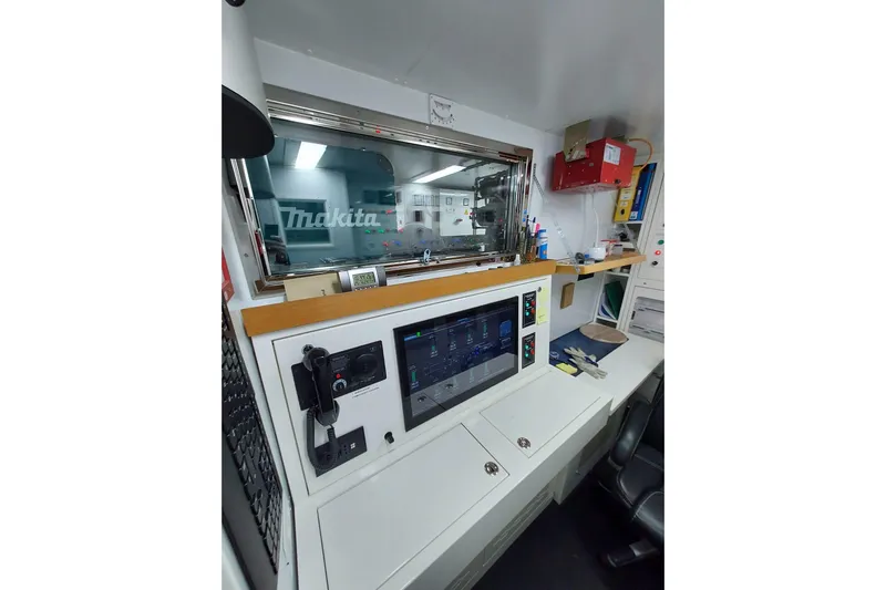  Yacht Photos Pics Control room of a 2022 Benetti B.NOW yacht with modern equipment and displays.