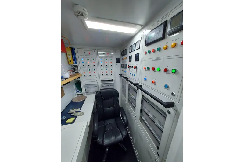 Yacht Photos Pics Control room of 2022 Benetti B.NOW yacht with panels and chair.