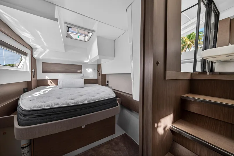  Yacht Photos Pics Luxurious cabin interior of 2025 Leopard 46 yacht with modern design and natural light.