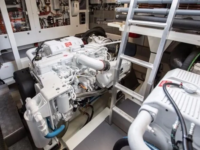  Yacht Photos Pics Engine room of a 2016 Prestige 560 yacht.