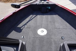 2025 Tracker Pro Guide V-175 Combo boat interior with carpeted deck and trolling motor.