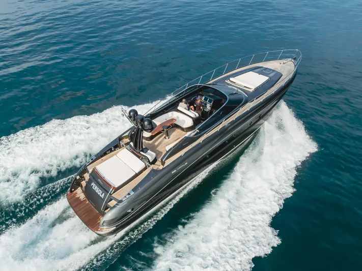 Pergola Yacht Photos Pics Luxurious 2016 Riva 63 Virtus yacht cruising on open water.