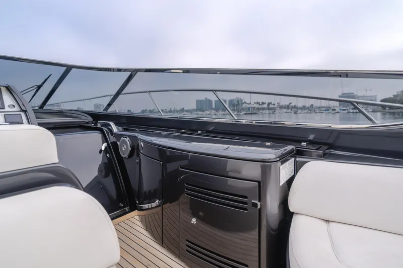 Pergola Yacht Photos Pics Interior of 2016 Riva 63 Virtus yacht with sleek black and white design.