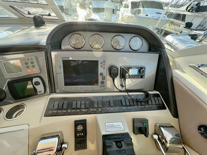 Reflections Yacht Photos Pics Control panel of a 2005 Sea Ray 390 Motor Yacht with navigation instruments.