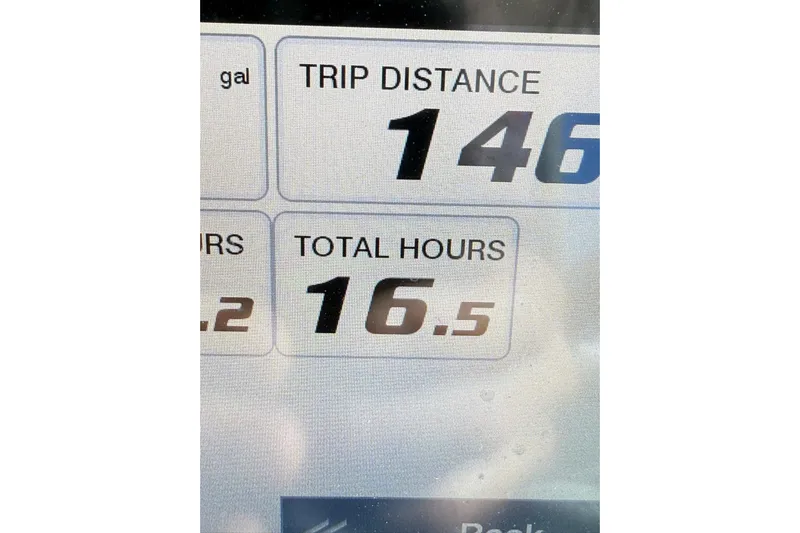 Yacht Photos Pics Display screen showing trip distance of 146 miles and total hours of 16.5.