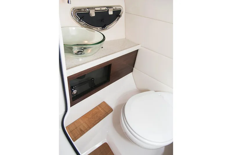  Yacht Photos Pics Manufacturer Provided Image: 2018 Regal 29 OBX boat bathroom with modern sink and toilet.