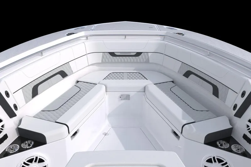  Yacht Photos Pics Manufacturer Provided Image: Luxurious seating area on 2026 Blackfin 332 CC boat, featuring modern design and premium materials.