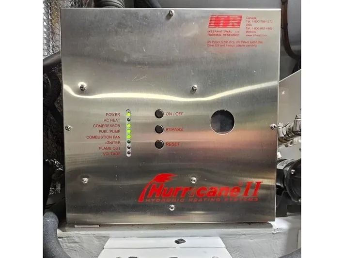 Carmella Yacht Photos Pics Kadey-Krogen 44AE 2019 Hurricane II heating system control panel with status indicators.