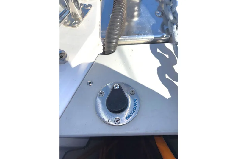 Sea Fever IV Yacht Photos Pics Catalina 355 2022 boat washdown control with metal fittings and chain.