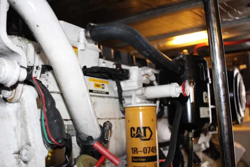Social Distancing Yacht Photos Pics Engine compartment of a 2006 Carver 560 Voyager yacht with CAT fuel filter.