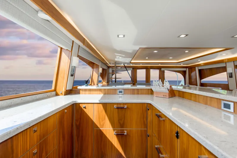 Touche Yacht Photos Pics 2016 92 Viking Enclosed Bridge Touché Galley