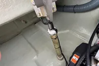 Engine compartment of a 2020 Leopard 45 catamaran, showing mechanical components and wiring.