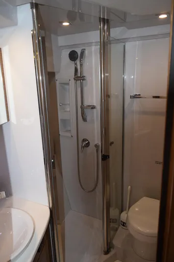 Insieme Yacht Photos Pics Luxurious bathroom in 2018 Cruisers Yachts 45 Cantius with modern shower and toilet.