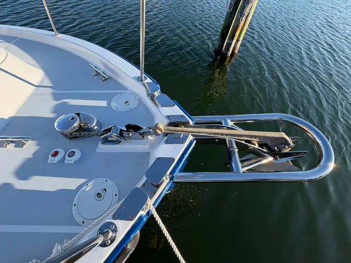 Ticklish Yacht Photos Pics Bow of a 2002 True North 38 Heritage boat.
