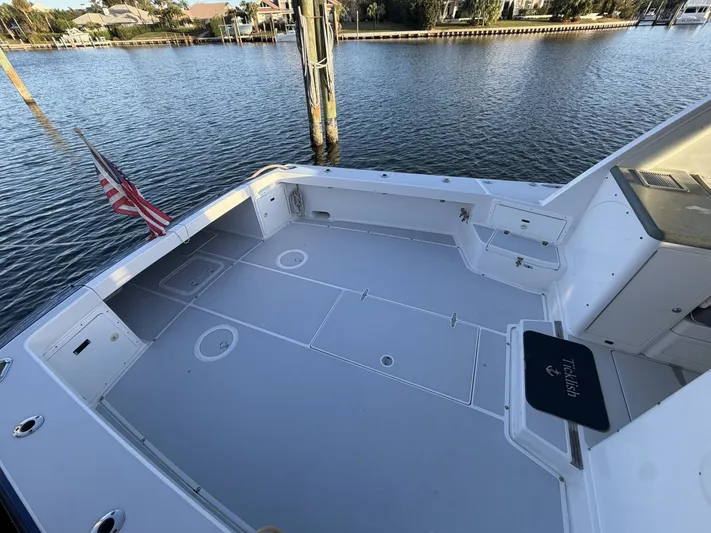Ticklish Yacht Photos Pics Deck of a 2002 True North 38 Heritage boat by the water.