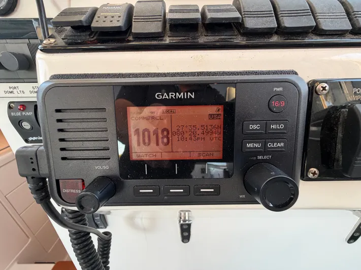 Ticklish Yacht Photos Pics Garmin radio on True North 38 Heritage boat, year 2002.