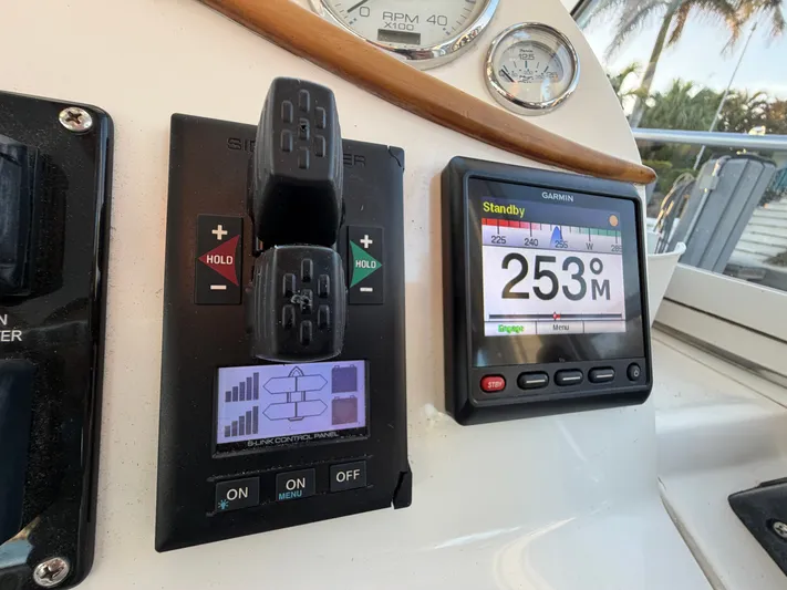 Ticklish Yacht Photos Pics Control panel of True North 38 Heritage yacht, year 2002.