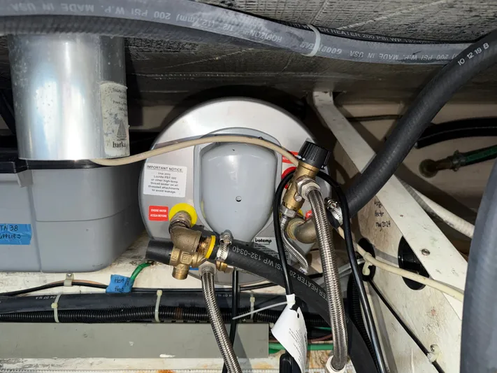 Ticklish Yacht Photos Pics Engine compartment of 2002 True North 38 Heritage boat.