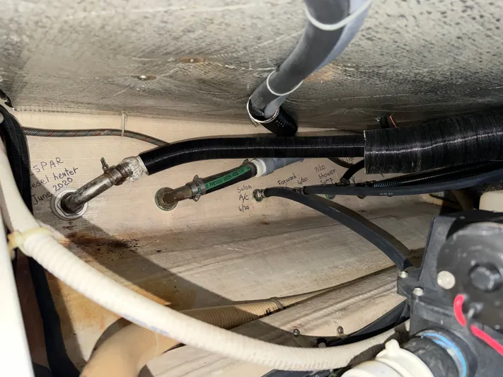 Ticklish Yacht Photos Pics Interior view of plumbing in a 2002 True North 38 Heritage.