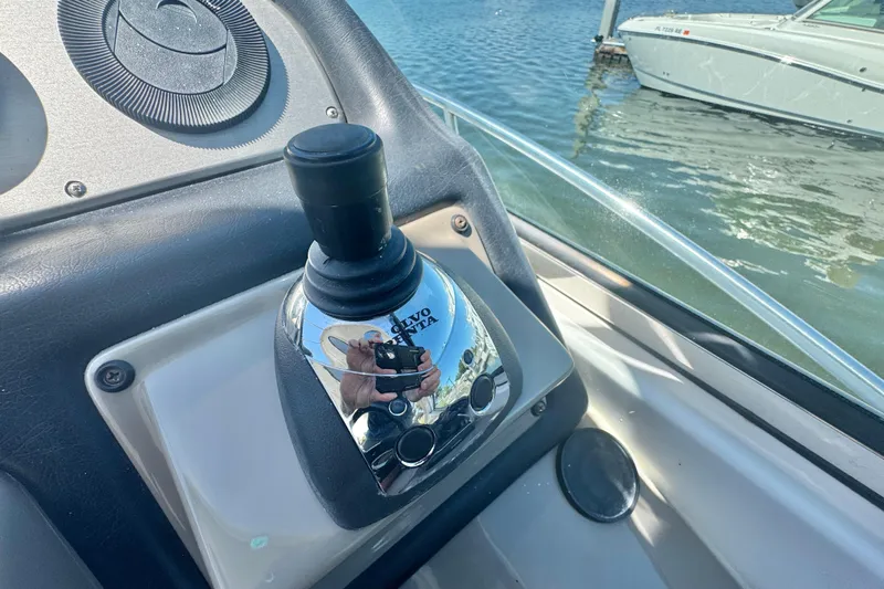  Yacht Photos Pics Joystick control on 2008 Cruisers 420 boat, featuring Volvo Penta system.