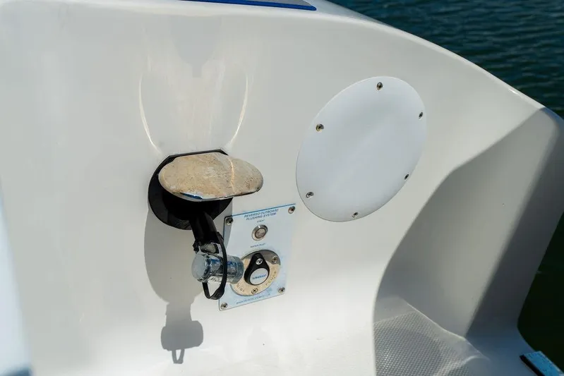  Yacht Photos Pics 2022 Fountain 34 SC boat detail with water connection and flush system.