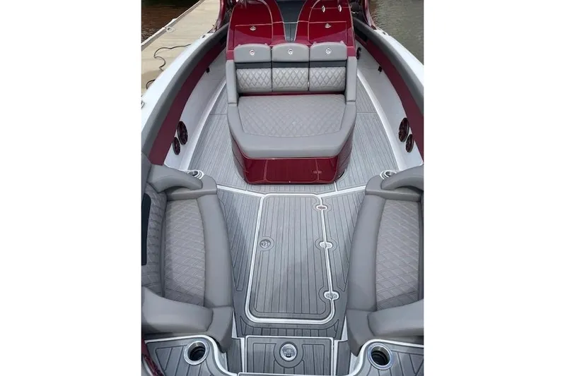 Yacht Photos Pics 2021 Mystic Powerboats M3800 interior with luxurious seating and sleek design.