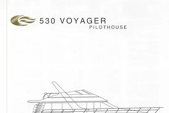 Once Around II Yacht Photos Pics Blueprint of 1998 Carver 530 Voyager Pilothouse yacht, side view with logo.