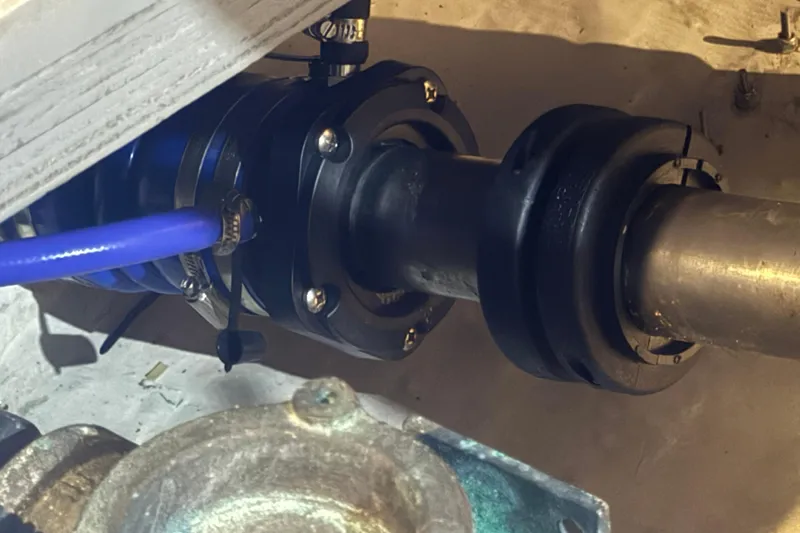 Once Around II Yacht Photos Pics Close-up of mechanical components in a 1998 Carver 530 Voyager Pilothouse.