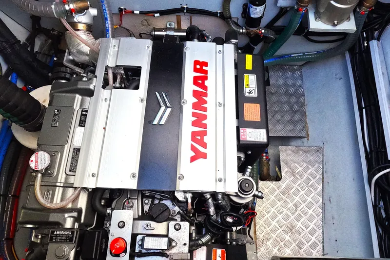  Yacht Photos Pics Engine compartment of 2024 Lagoon 620 NEO with Yanmar engine visible.