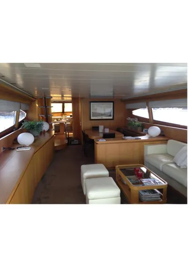  Yacht Photos Pics Luxurious interior of a 2005 Canados 86 Fly yacht with modern furnishings.