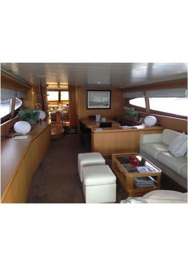  Yacht Photos Pics Luxurious interior of 2005 Canados 86 Fly yacht with modern furnishings.
