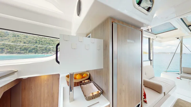 Aquatic Odyssey Yacht Photos Pics Interior of 2022 Bali CATSPACE catamaran with modern design and ocean view.