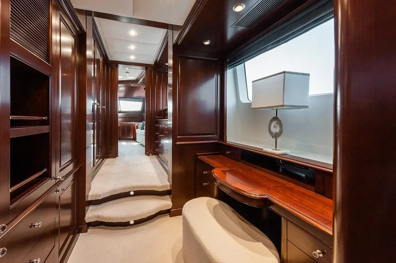 Georgia I Yacht Photos Pics Luxurious interior of 2009 Benetti Classic 120 yacht with elegant wood finishes and modern decor.