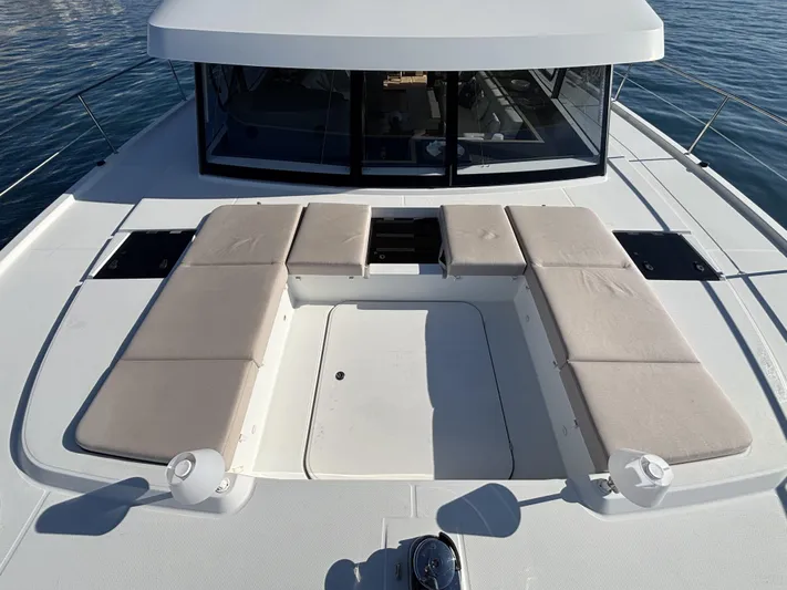 Barcajack Yacht Photos Pics 2022 Fountaine Pajot MY6 yacht with spacious sunbathing area on deck.